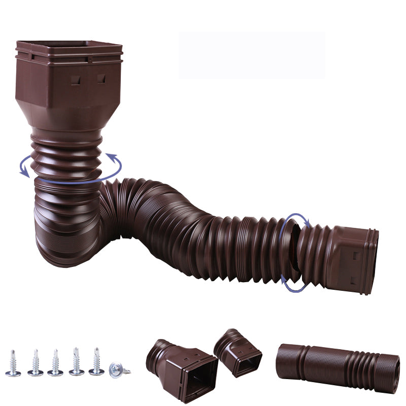 2pcs pack Flexible downspout extensions, white, brown & black.