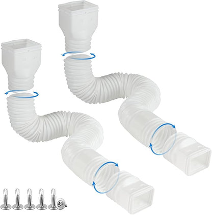 2pcs pack Flexible downspout extensions, white, brown & black.