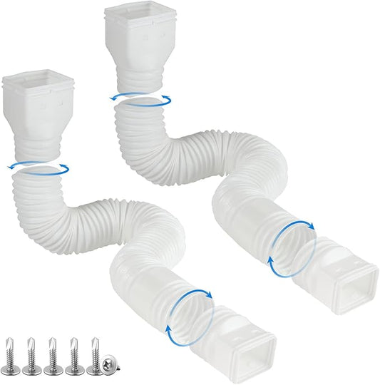 2pcs pack Flexible downspout extensions, white, brown & black.