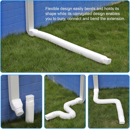 2pcs pack Flexible downspout extensions, white, brown & black.